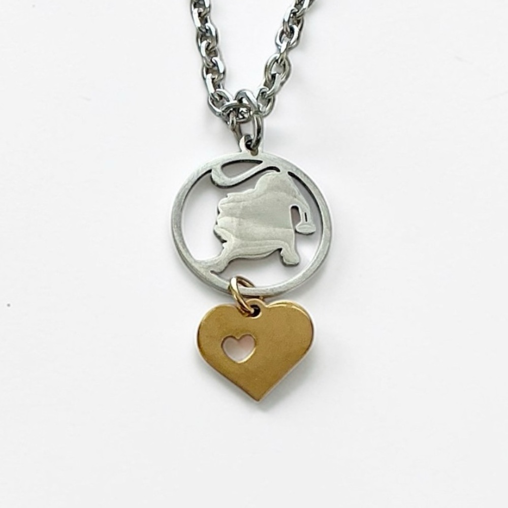 🆕 Leo Zodiac and Heart Pendant Necklace-Stainless Steel